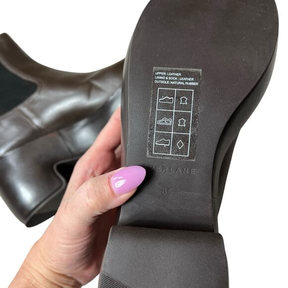 EVERLANE The Puffa Chelsea Boot Brown Leather Pull On High Heel Platform 8.5 - Picture 9 of 10